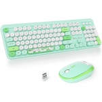 SOLIDEE Combo de ratón y Teclado inalámbricos,104 Teclas Teclado Estilo máquina de Escribir,2.4GHz Teclado de Máquina de Escribir de Teclas Redondas con Teclado Numérico(Americano QWERTY)(Bear Green) - Imagen 1