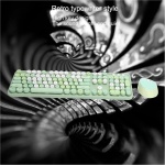 PUSOKEI Juego de ratón y Teclado Retro - Teclado de máquina de Escribir inalámbrico, Teclado Lindo de Escritorio, Combo de Teclado y ratón de 104 Teclas, tecla Redonda Retro(Verde) - Imagen 3
