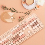 CCYLEZ Ratón Y Teclado Inalámbricos, Combinación de Teclado Y Mouse, Juego de Teclado Y Mouse Inalámbricos, 104 Teclas, con Receptor USB, Diseño Ergonómico, Plug and Play, para PC,(Té de la Leche) - Imagen 3