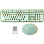 ANGGREK Teclado inalámbrico y ratón inalámbrico de 2.4 GHz de 104 teclas y juego de teclado de escritorio de oficina lindo teclado para computadora (color verde mezclado) - Imagen 6