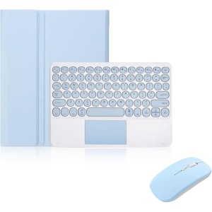 Funda con Teclado Touchpad para iPad 10ª generación 2022, QWERTY Teclado Trackpad Bluetooth Español Ñ Inalámbrico Desmontable con Ratón y Portalápices para iPad 10 Gen 10,9 Pulgadas 2022, Azul