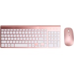 Ratón con Teclado Inalámbrico de 2,4G, Adaptador USB, Combinación de Teclado y Ratón Inalámbricos Ultradelgados de 102 Teclas, Ergonómico para Juegos (Oro Rosa) - Imagen 6