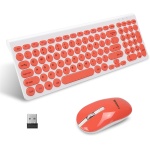 LeadsaiL KF29 Juego de teclado y mouse inalámbricos, ratón USB inalámbrico y teclado compacto para computadora, QWERTY UK Layout para laptop HP/Lenovo y Mac-Coral - Imagen 1
