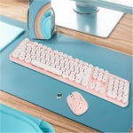 Teclado Inalámbrico, Color, 3 Engranajes dpi, Teclado Numérico Ajustable, Teclado y Ratón Inalámbricos Punk, Combinación Pequeña para Oficina (Tablero Rosa) - Imagen 2