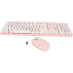 Traje de Teclado y Ratón Inalámbricos, Sombrero Redondo, Teclado Punk, Combo de Conexiones Inalámbricas para Oficina de Juegos, Combos de Teclado y Ratón (Tablero Rosa) - Imagen 5