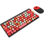 Teclado y Ratón Inalámbricos, Teclado Inalámbrico de Diseño Ergonómico, Teclas Redondas Cómodas y Coloridas para PC (Black) - Imagen 1
