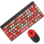 Teclado y Ratón Inalámbricos, Teclado Inalámbrico de Diseño Ergonómico, Teclas Redondas Cómodas y Coloridas para PC (Black) - Imagen 5