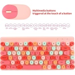 Bewinner Bonito Combo de Teclado y Ratón Inalámbricos, Teclado Inalámbrico Retro de 86 Teclas con Teclas Redondas, Juego de Teclado Colorido para Máquina de Escribir con Receptor USB para - Imagen 5