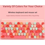 Bewinner Bonito Combo de Teclado y Ratón Inalámbricos, Teclado Inalámbrico Retro de 86 Teclas con Teclas Redondas, Juego de Teclado Colorido para Máquina de Escribir con Receptor USB para - Imagen 6