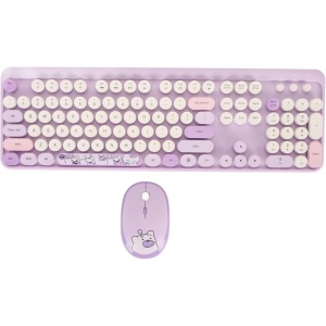 Teclado y Ratón USB, Combinación de Teclado y Ratón Inalámbricos Plug and Play, Agradable para la Oficina (Purple)