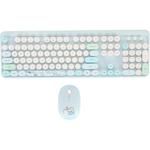 Teclado y Ratón USB, Combinación de Teclado y Ratón Inalámbricos Plug and Play, Agradable para la Oficina (Blue)