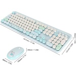Combo de Teclado y Ratón Inalámbricos, Teclado y Ratón USB Redondos Retro Encantadores 1600 dpi para Oficina (Blue) - Imagen 7