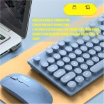 LJCM Combo De Teclado Y Ratón Inalámbrico USB Inalámbrico,Combo De Ratón Y Teclado 104 Teclas Conexión Inalámbrica Y BT De 2,4 G Teclas Ergonómicas De Estilo Retro De Bajo Ruido (Azul) - Imagen 3