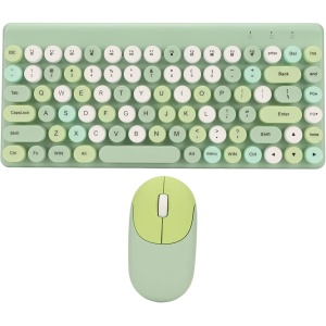 DAUZ Teclado y Ratón Inalámbricos 86 Teclas Amplia Compatibilidad Teclado y Ratón Coloridos y Elegantes Inalámbrico de 2,4 GHz para PC (Green)