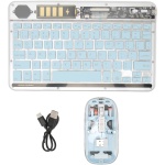 Haofy Combo Teclado-ratón, Práctico Combo Teclado-ratón Inalámbrico, Transparente, Ergonómico, 3 Modos, Conexión 2.4G para PC (Azul) - Imagen 6