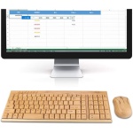 Oumij Peine de ratón de Teclado de Madera de bambú Ultra Delgado inalámbrico, Telestesia Teclado de diseño de bambú ratón Juego Teclado y ratón de Madera 100% PC de Madera de Madera de bambú Natural, - Imagen 3