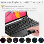 Teclado Funda para iPad Pro 11" 2022/2021/2020/2018 con Trackpad, 7 Color Retroiluminada QWERTY Español Ñ Blutooth Teclado con Ratón Inalambrico para iPad Pro 11", Rosa Con Retroiluminación - Imagen 2