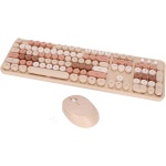 Jenngaoo Combinación de Teclado y Ratón Inalámbrico, Receptor USB de 104 Teclas Plug y Play Encantadora Tapa de Teclas Redonda Teclado de Color Computadora Portátil Ratón Kit(Té de la Leche) - Imagen 9