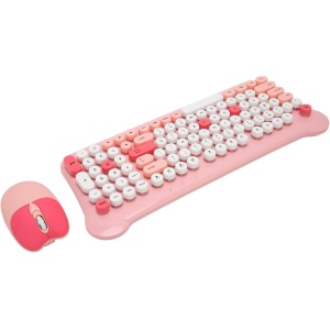Teclado y Ratón Inalámbricos Teclado y Ratón Coloridos Sensibles Conexión Plug and Play 2,4G para 98 7 8 10 11 2000 (Pink)