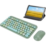 Bewinner Combo de Ratón de Teclado Inalámbrico Retro, Juego de Ratón de Teclado Ergonómico Inalámbrico USB de 75 Teclas, para Ordenador Portátil (Verde) - Imagen 4