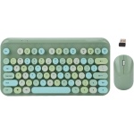 Bewinner Combo de Ratón de Teclado Inalámbrico Retro, Juego de Ratón de Teclado Ergonómico Inalámbrico USB de 75 Teclas, para Ordenador Portátil (Verde) - Imagen 6