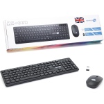 Simpletek - Kit de ratón y teclado negro inalámbrico 2,4 G (disposición Reino Unido) | Teclado numérico QWERTY | Teclado numérico ratón ergonómico 3 teclas receptor USB - Imagen 1