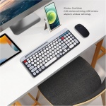 Combo de Teclado Inalámbrico y Ratón, Teclado Compacto Portátil con Tecla Redonda de Color, Teclado Ergonómico Recargable y Ratón de 1000/1200/1600 dpi para Juegos de Oficina - Imagen 2