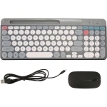 Juego de Ratón y Teclado Inalámbrico, Juego de Ratón y Teclado Inalámbrico para Ordenador Estilo Retro Recargable Modo Doble 4 Canales para Oficina (Black) - Imagen 1