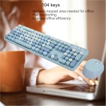 Bonito Juego de Teclado y Ratón Inalámbrico para Escritorio de Oficina, 104 Teclas, Sensación Mecánica, Estilo de Máquina de Escribir Retro, Conexión USB, Compatible con (Color - Imagen 7