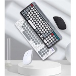Vikye Juego de Ratón y Teclado Inalámbrico de Estilo Retro, Juego de Ratón y Teclado InalámbricoRecargable de 2,4G para Ordenador PC (Black) - Imagen 7