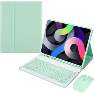 Funda con Teclado Compatible con iPad Pro 11 Pulgadas 6ª Gen (M4) 2024, Ultra Delgada Protectora Plegable Cubierta con Teclado QWERTY Español Ñ Bluetooth Inalámbrico y Ratón Recargable, Verde-B