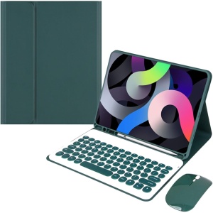 Funda con Teclado Compatible con iPad Pro 11 Pulgadas 6ª Gen (M4) 2024, Ultra Delgada Protectora Plegable Cubierta con Teclado QWERTY Español Ñ Bluetooth Inalámbrico y Ratón Recargable, Verde Oscuro-B