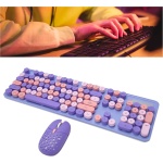 Vikye Teclado Mecánico, Teclado Inalámbrico de 104 Teclas 2,4G con Ratón Ajustable de 3 dpi, Teclado de Ordenador Punk Retro Fácil de Operar (Color Mezclado Púrpura) - Imagen 7