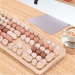 Combo de Ratón con Teclado Inalámbrico, Kit de Ratón con Teclado Inalámbrico de Tamaño Completo de Escritorio de 104 Teclas, Ergonómico Y Bonito,(Color de té de Leche Dulce Color Mezclado) - Imagen 6
