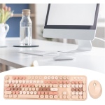 Combo de Ratón con Teclado Inalámbrico, Kit de Ratón con Teclado Inalámbrico de Tamaño Completo de Escritorio de 104 Teclas, Ergonómico Y Bonito,(Color de té de Leche Dulce Color Mezclado) - Imagen 8