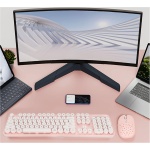 Combinación de Teclado y Mouse Inalámbricos de 2.4G Teclas Redondas Retro Ratón de Alto Rendimiento Conexión Inalámbrica dpi Ajustable para Oficina y Estudio (Tablero Rosa) - Imagen 4