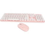 Combinación de Teclado y Mouse Inalámbricos de 2.4G Teclas Redondas Retro Ratón de Alto Rendimiento Conexión Inalámbrica dpi Ajustable para Oficina y Estudio (Tablero Rosa) - Imagen 9