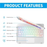 Jemora Teclado BT Giratorio de 360 Grados para Teclado y ratón inalámbricos Recargables con retroiluminación de 7 Colores para 10. - Imagen 3