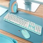 Combo de Teclado y Mouse Inalámbricos 2.4G, Diseño Retro, Teclado Numérico Redondo Diseño Hueco Teclado de 104 Teclas Ratón de 6 Teclas Ajuste de 3 dpi para Oficina y Estudio - Imagen 2