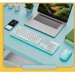 Combo de Teclado y Mouse Inalámbricos 2.4G, Diseño Retro, Teclado Numérico Redondo Diseño Hueco Teclado de 104 Teclas Ratón de 6 Teclas Ajuste de 3 dpi para Oficina y Estudio - Imagen 3