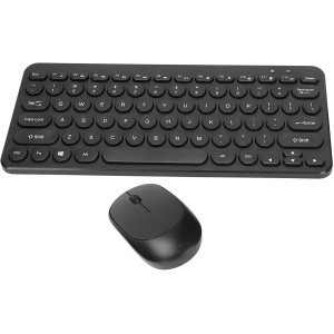 Combo de Teclado Inalámbrico y Ratón, Teclas Redondas Inalámbricas de 2,4 G, Teclado y Ratón de Diseño Ergonómico, Ratón Silencioso, Receptor USB, Juego de Teclado para Familia de Oficina(Negro)
