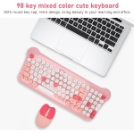Sxhlseller Bonito Juego de Teclado y Ratón de Color, Conexión Inalámbrica de 2,4 GHz para Ordenador Portátil PC con Tecla Redonda y Diseño Retro (Rosa) - Imagen 6