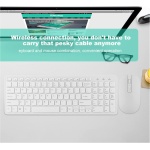 Combo de Ratón Inalámbrico Multifuncional con Teclado 2,4G, Alta Sensibilidad, sin Retraso para Oficina y Juegos (White) - Imagen 8
