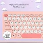 Teclado Retro, Lindo Teclado, Teclado y Mouse inalámbricos. Combinación de Teclas Elegantes, Delgadas y Redondas, Silenciosas y Ergonómicas con Teclado y Mouse de 2.4G para PC de - Imagen 5