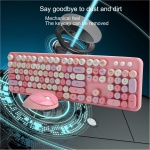 Juego de Teclado y Ratón, Teclado de Escritorio de 104 Teclas, Teclado Inalámbrico Inteligente para PC para Computadora (Tema Rosa) - Imagen 5