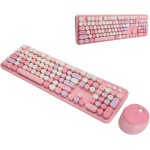 Juego de Teclado y Ratón, Teclado de Escritorio de 104 Teclas, Teclado Inalámbrico Inteligente para PC para Computadora (Tema Rosa) - Imagen 8