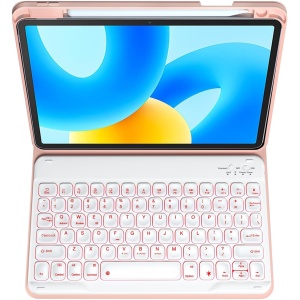 GUPENAA Rosado, Funda Teclado Español (Incluye Ñ) para Huawei Matepad 11.5 2023 (BTK-W00), Retroiluminación de 7 Colores, Teclado Bluetooth Inalámbrico Magnético Desmontable con Ratón
