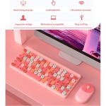 Annadue Teclado Inalámbrico, Combinación de Teclado y Ratón para Máquina de Escribir Retro, Teclas Redondas Coloridas, 2,4 GHz, Tamaño Completo, 3 dpi, para PC, Portátil y de Escritorio - Imagen 2