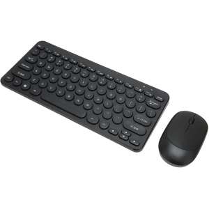 HEEPDD Combo Retro del Ratón del Teclado, Combo Inalámbrico del Ratón del Teclado de la Impresión de la Pantalla UV 2.4G para el Negocio (Negro)