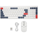 Teclado Ratón Combo Leche Té Teclado Teclas Silencioso Inalámbrico Carga Teclado para Bk100 Office Tablet Teléfono Móvil, Teclado Ratón Combos (Blanco Azul) - Imagen 6